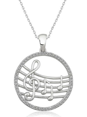 Inure Jewelry Gümüş Müzik Temalı Bayan Kolye