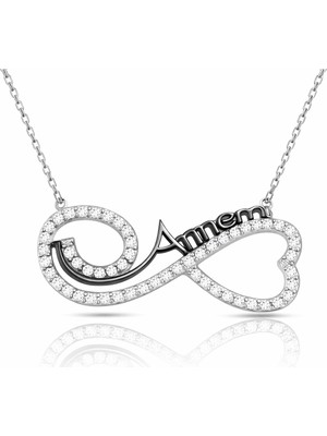 Inure Jewelry Gümüş Kalpli Sonsuzluk Annem Kolye