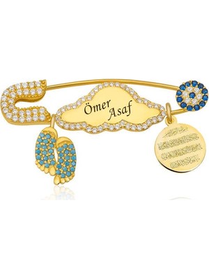 Inure Jewelry Gümüş İsimli Bebek Yaka İğnesi