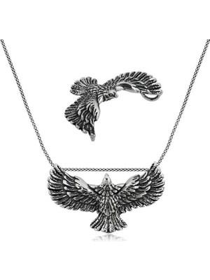 Inure Jewelry Gümüş Kartal Erkek Kolye