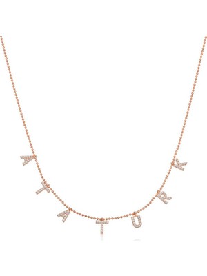 Inure Jewelry Gümüş Rose Atatürk Yazılı Bayan Kolye