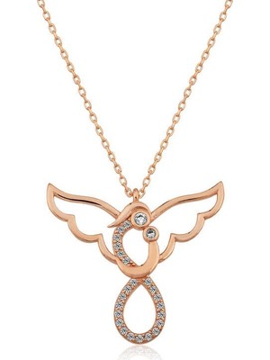 Inure Jewelry Gümüş Rose Melek Anne Ve Çocuk Bayan Kolye