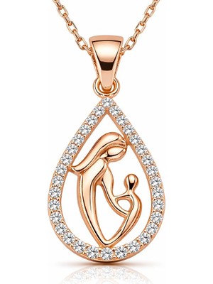 Inure Jewelry Gümüş Damla Anne Çocuk Kolyesi