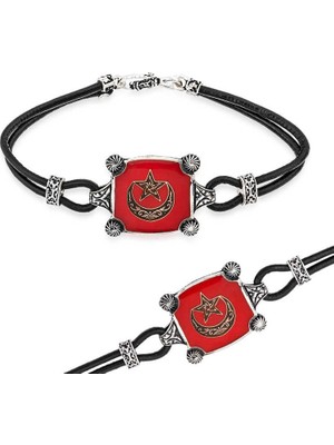 Inure Jewelry Gümüş Ay Yıldız Erkek Bileklik