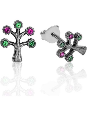 Inure Jewelry Gümüş Hayat Ağacı Çivili Küpe