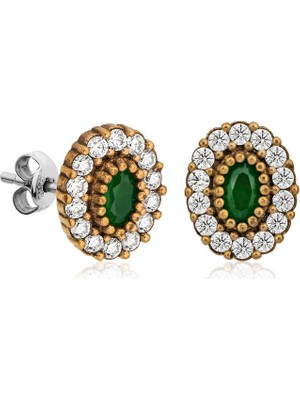 Inure Jewelry Gümüş Otantik Oval Çivili Bayan Küpe