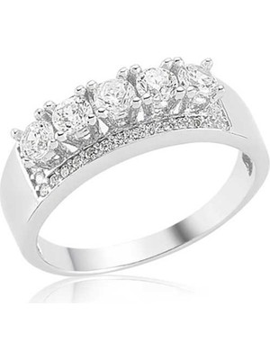 Inure Jewelry Gümüş 5 Taş Bayan Yüzük