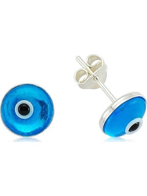 Inure Jewelry Gümüş Yuvarlak Nazar Çivili Küpe