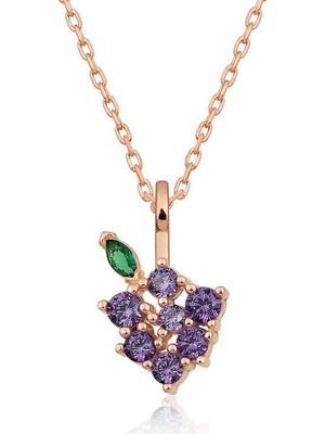 Inure Jewelry Gümüş Rose Üzüm Figürlü Meyve Kolye