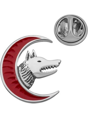 Inure Jewelry Gümüş Ay Motifli Bozkurt Rozet