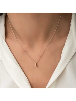 Inure Jewelry Gümüş Rose 3 Boyutlu L Harf Bayan Kolye