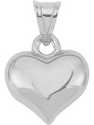 Inure Jewelry Gümüş Küçük 3 Boyutlu Kalp Kadın Kolye Ucu