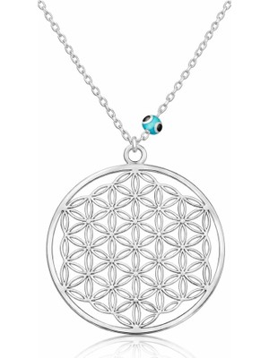 Inure Jewelry Gümüş Nazar Gözlü Yaşam Çiçeği Kolye