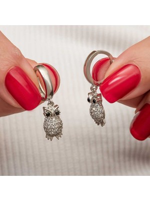 Inure Jewelry Gümüş Sallantılı Baykuş Kadın Küpe