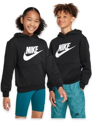 Nike FD2988 Sportswear Club Fleece Kids Hoodie Siyah Unisex Sweatshirt