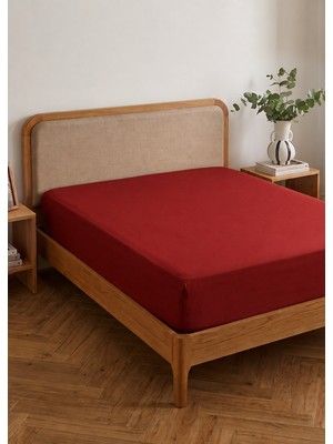 Bella Maison Premium Tencel Çift Kişilik Lastikli Saten Çarşaf Bordo (160x200x35 cm)