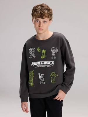 Lc Waikiki Yeni Sezon Bisiklet Yaka Minecraft Baskılı Erkek Çocuk Sweatshirt