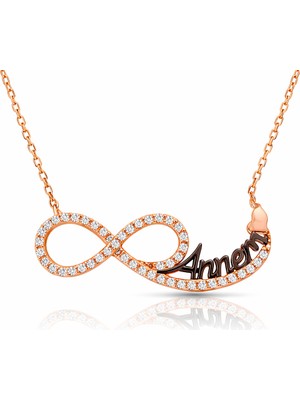 Inure Jewelry Gümüş Annem Yazılı Sonsuzluk Bayan Kolye