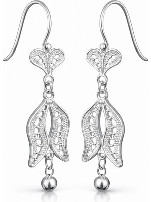 Inure Jewelry Gümüş Lale Motifli Telkari Kadın Küpe
