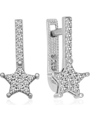 Inure Jewelry Gümüş Sallantılı Yıldız Taşlı Küpe