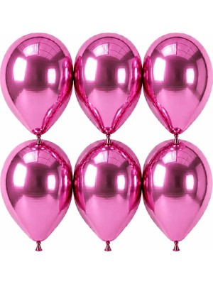 BeySüS Pembe Renk Lateks krom Balon (30 cm) - 6 Adet