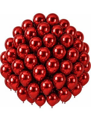 BeySüS Kırmızı Renk Lateks krom Balon (30 cm) - 50 Adet