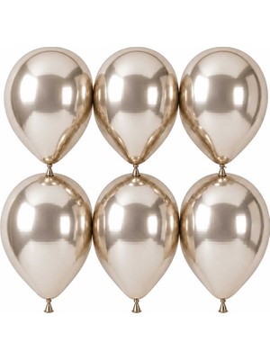 BeySüS Beyaz Altın Renk Lateks krom Balon (30 cm) - 6 Adet