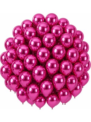 BeySüS Fuşya Renk Lateks krom Balon (30 cm) - 50 Adet