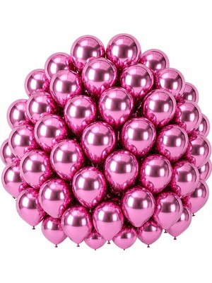 BeySüS Pembe Renk Lateks krom Balon (30 cm) - 50 Adet