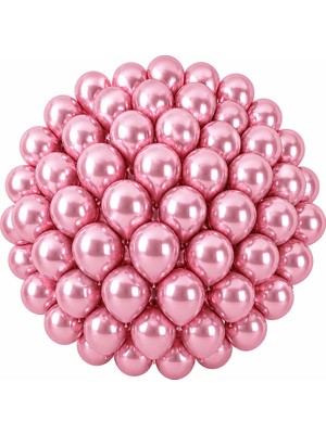 BeySüS Açık Pembe Renk Lateks krom Balon (30 cm) - 50 Adet