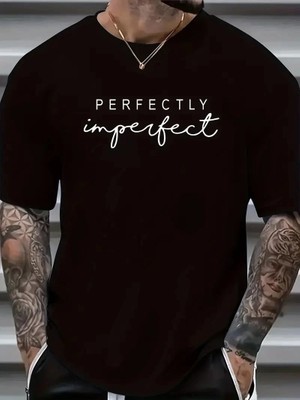 Velmora Fashion Erkek Perfectly Baskılı Tişört Bisiklet Yaka Yazlık Kısa Kol T-Shirt - Siyah
