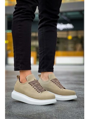 Pabucmarketi Krem Süet Bağcıklı Erkek Sneaker