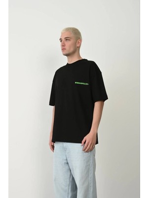 Velmora Fashion Erkek Baskılı T-Shirt Kısa Kol Bisiklet Yaka Rahat Kalıp Tişört  - Siyah