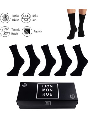 Lion Monroe Saf Bambu Yazlık Erkek Soket Uzun Düz Kısa Füme Çorap Dikişsiz Premium Hediye Kutulu 5'li Softaura Series L5952AZNP