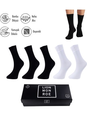 Lion Monroe Saf Bambu Yazlık Erkek Soket Uzun Düz Kısa Füme Çorap Dikişsiz Premium Hediye Kutulu 5'li Softaura Series L5952AZNP