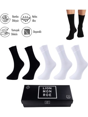 Lion Monroe Saf Bambu Yazlık Erkek Soket Uzun Düz Kısa Füme Çorap Dikişsiz Premium Hediye Kutulu 5'li Softaura Series L5952AZNP