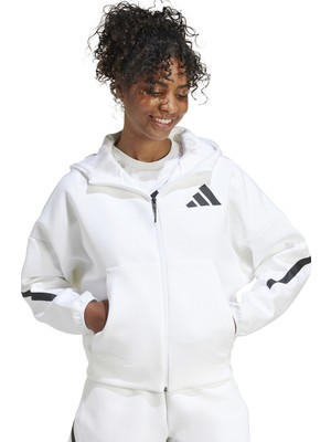 adidas Z.N.E. Full-Zip Kadın Beyaz Günlük Stil Eşofman Üstü JE7849