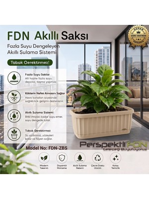 Perspektiffdn Fdn Akıllı Saksı Sistemli Çiçek Saksısı - Kırılmaya ve Uv Işınlarına Dayanıklı Premium Akıllı Saksı (Bitki Dostu Hava Kanallı) Model No: Fdn-Zbs Orta Boy Bej Renk
