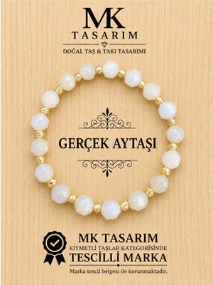 Mk Tasarım Gerçek Aytaşı Bileklik MK.7000.843- Rahatlık-Dinginlik-Enerji- Stres Bilekliği