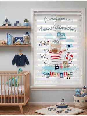 Adhome Kırmızı Balonlu Uçan Sevimli Ayıcık Dijital Baskılı Zebra Perde | Ölçü: 30 x 30