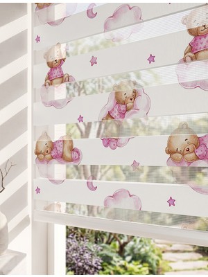 Adhome Pastel Uyuyan Bebek ve Bulutlar Dijital Baskılı Bebek Odası Zebra Perde | Ölçü: 30 x 30