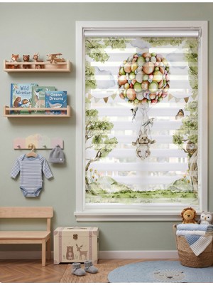Adhome Uçan Tavşan Desenli Çocuk Odası Dijital Baskılı Zebra Perde | Ölçü: 30 x 30
