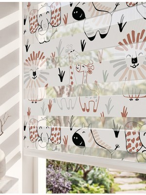 Adhome Sevimli Safari Hayvanları Dijital Baskılı Çocuk Odası Zebra Perde | Ölçü: 30 x 30