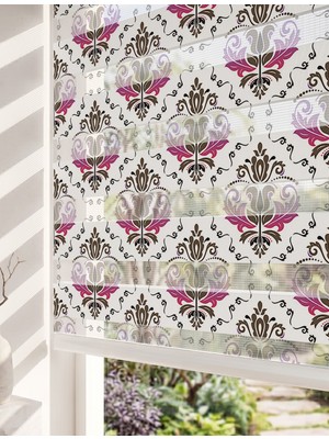 Adhome Klasik Kırmızı Damask Motifli Dijital Baskılı Lüks Zebra Perde Göz Alıcı Şıklık | Ölçü: 30 x 30