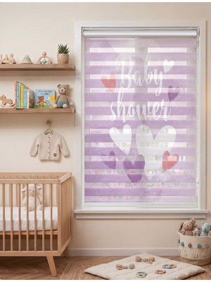Adhome Baby Shower Mor Suluboya Dijital Baskılı Bebek Odası Zebra Perde | Ölçü: 30 x 30
