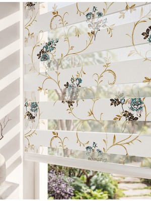 Adhome Kahverengi Soyut Dallar Dijital Baskılı Modern Zebra Perde | Ölçü: 30 x 30