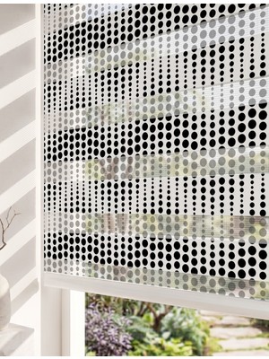 Adhome Siyah Beyaz Halftone Noktalar Dijital Baskılı Estetik Zebra Perde | Ölçü: 30 x 30