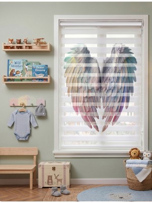 Adhome Pastel Renkli Melek Kanatları Genç ve Çocuk Odası Dijital Baskılı Zebra Perde | Ölçü: 30 x 30