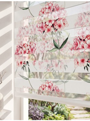 Adhome Sulu Boya Pembe Ortancalar Dijital Baskılı Floral Zebra Perde | Ölçü: 30 x 30
