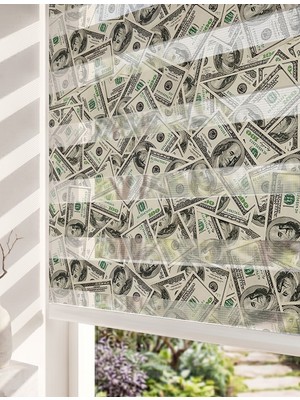 Adhome 100 Dolar Banknot Desenli Dijital Baskılı Eğlenceli Zebra Perde | Ölçü: 30 x 30